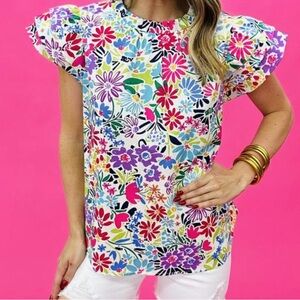 NWT colorful floral blouse sz S